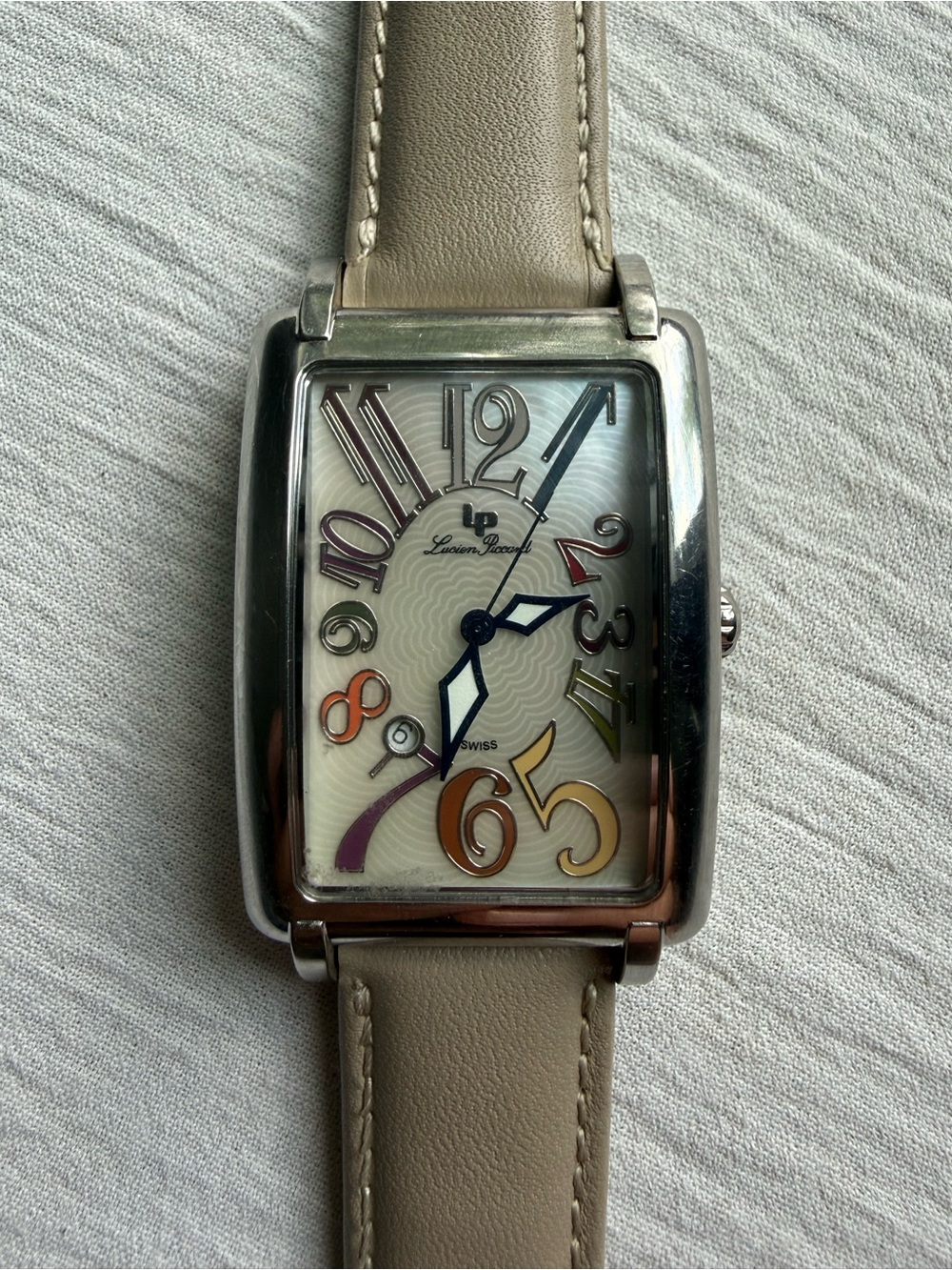 Rare Lucien Piccard “Crazy Face” Tank Swiss Quartz Watch